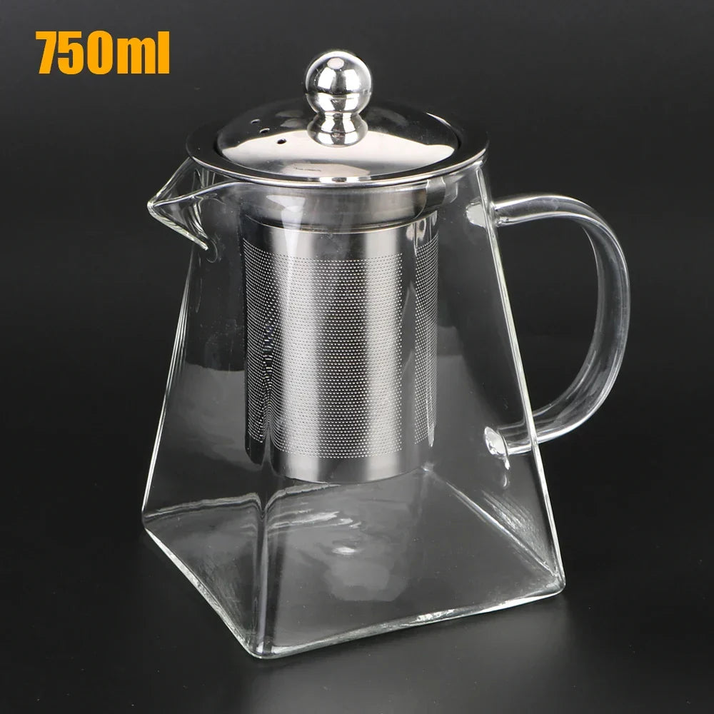 Kalsten | Teavora Glass Teapot with Stainless Steel Infuser | Heat Resistant & Dishwasher Safe | For Loose Tea & Tea Flowers | 550/750/950 ml
