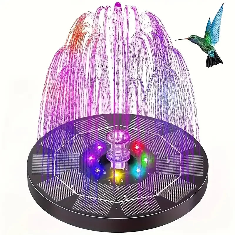 Karnz | Solar Fountain LumiFonte 3.5W | With RGB-LED & 6 Nozzles | 1500 mAh Battery & Filter System | For Bird Bath, Pond & Garden