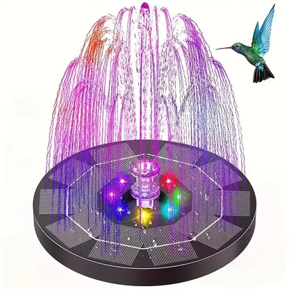 Karnz | Solar Fountain LumiFonte 3.5W | With RGB-LED & 6 Nozzles | 1500 mAh Battery & Filter System | For Bird Bath, Pond & Garden