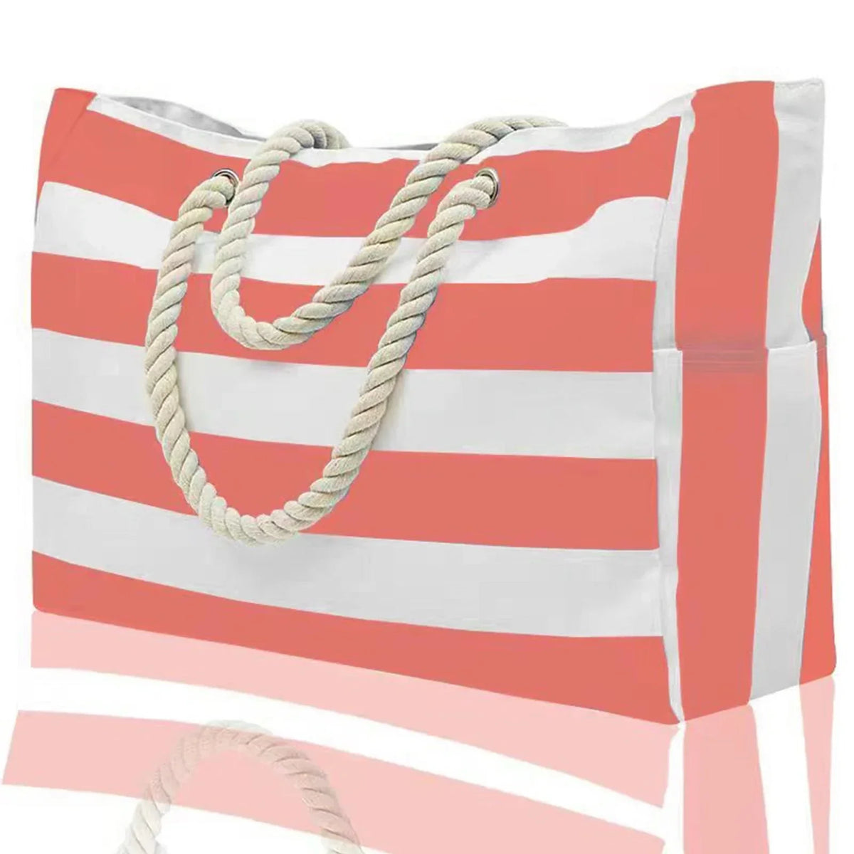 Skanto | Marivalis Striped Beach Bag with Zipper | Foldable & Waterproof | Sand-Resistant Canvas | For Travel & Vacation