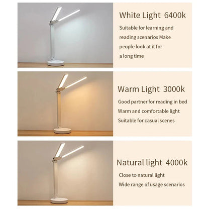 Adjustable Reading Lamp - Rechargeable Dimmable with Phone Table