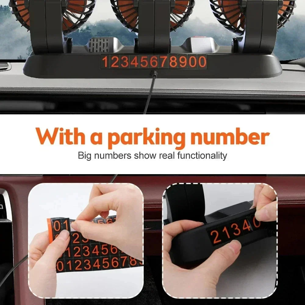 360° Adjustable 3-Head Car Fan USB/12V/24V – AirFlow | Kalsten