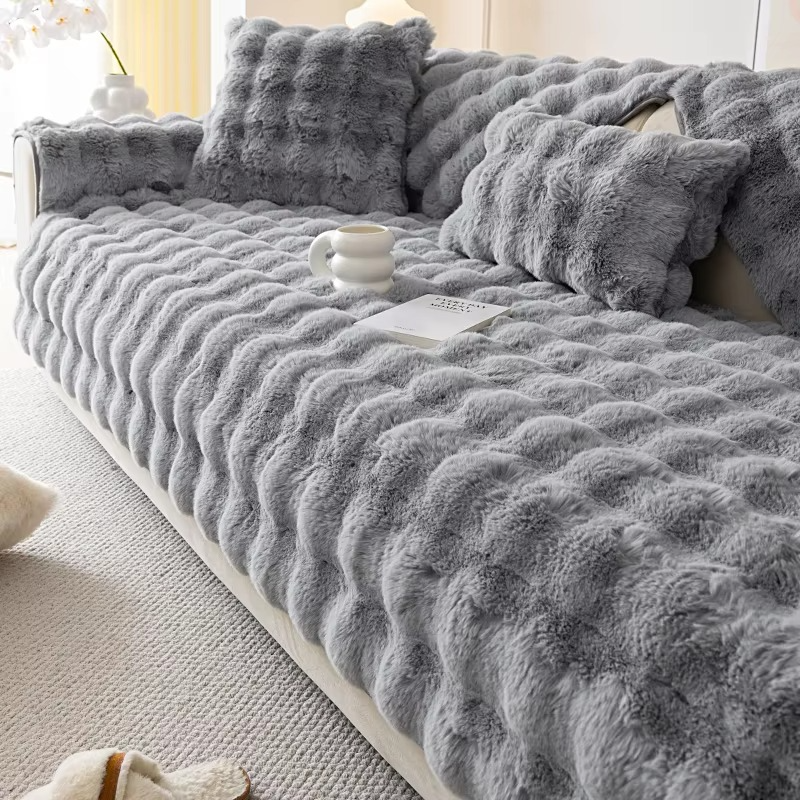 Plush Faux Fur Sofa Cover