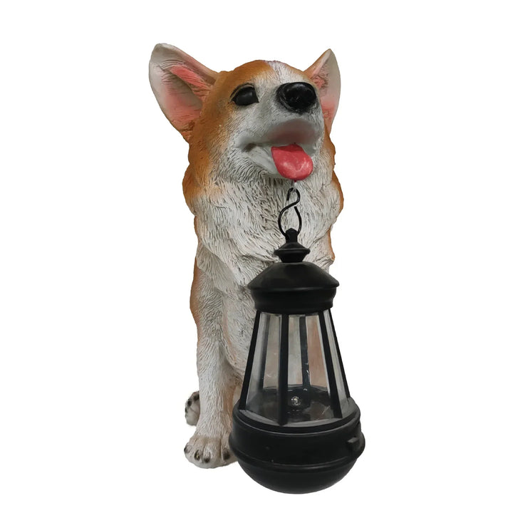 Solar-Powered Outdoor Resin Dog Statue Lamp | Kalsten