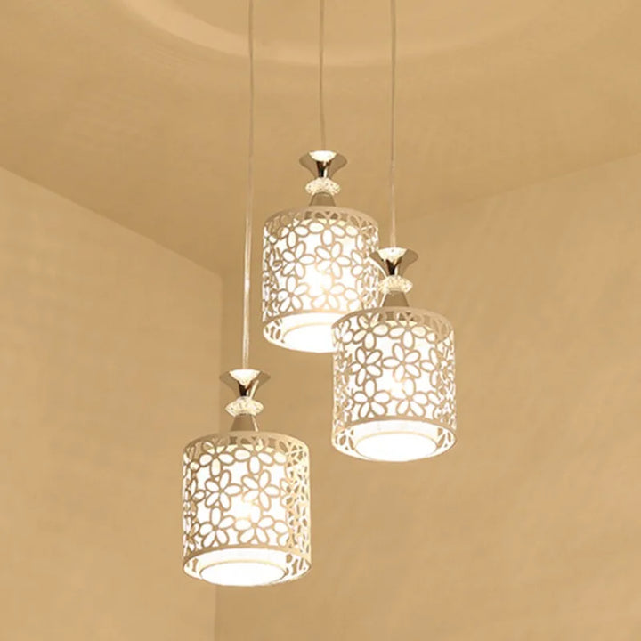 Modern White Crystal Pendant Chandelier – Recessed Ceiling Light Fixture with LED Bulbs for Bedroom, Living Room, Kitchen, and Stairs | Kalsten