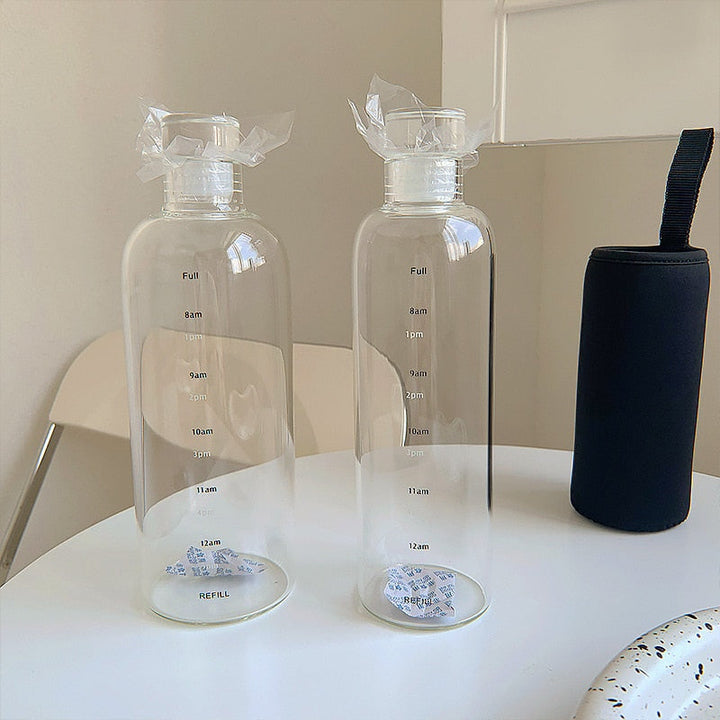 Heat-Resistant Glass Water Bottle – Time Scale Design