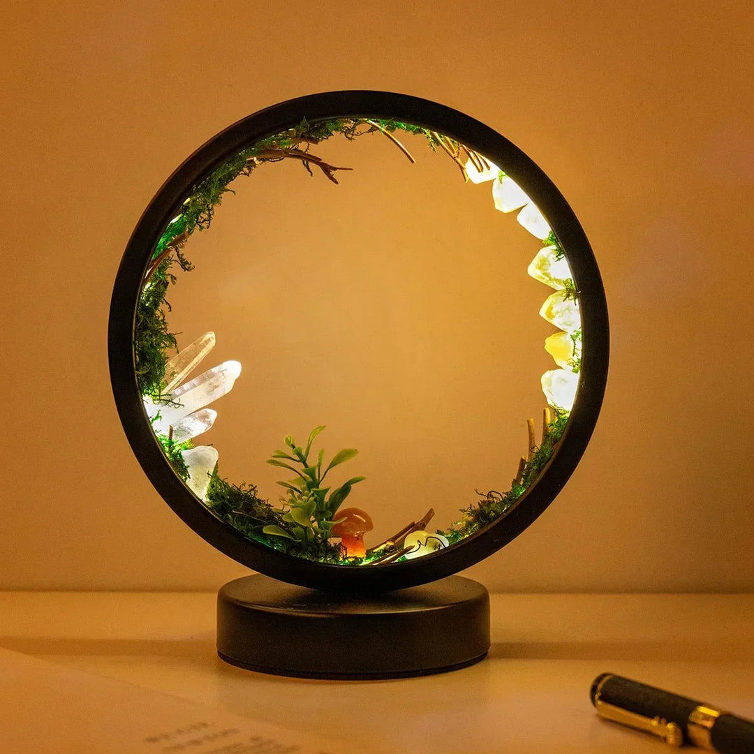 elegant round frame green crystals chic decoration | Kalsten