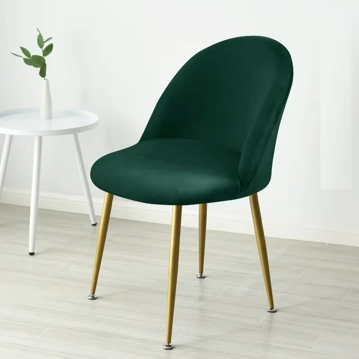 Kalsten | Elastic Velvet Chair Covers - Stretch Low Back Slipcovers for Dining and Makeup Chairs