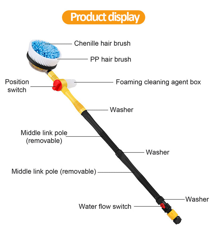 Kalsten | TurboBrush 360 Car Wash Brush – Rotating Brush with Soap Dispenser & Extension Pole