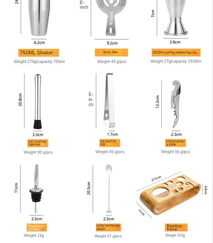 Skanto Metal Bar Set | Elegant Cocktail and Bartender Set | Perfect Drinks Easy to Make