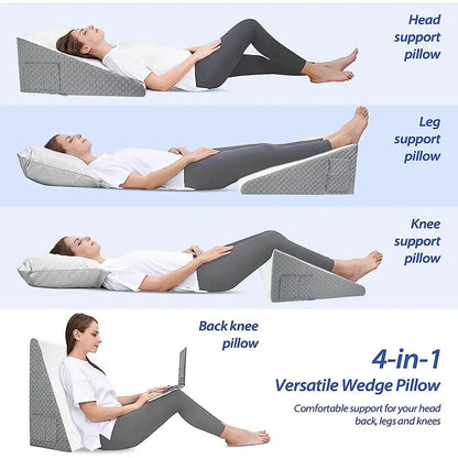 Skanto | Memory Foam Wedge Pillow: Elevated Triangular Pillow for Sleeping, Heartburn, Post-Surgery - Bedroom, Dorm, Office Use