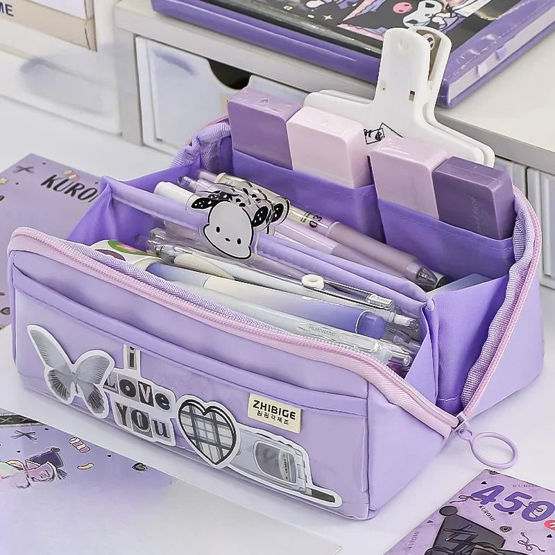 Kalsten | Pencil case KIDZORA CrystalBag | Transparent & Versatile | 10-pocket design | Large capacity for school & leisure