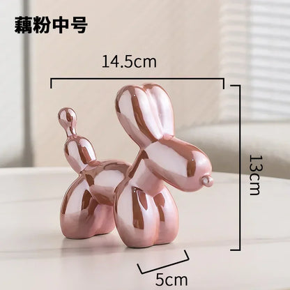 BowLift | Nordic Ceramic Balloon Dog Sculpture Gold Animal Decorations Statue Living Room Ornaments Creative Desktop Ornament Home Decor