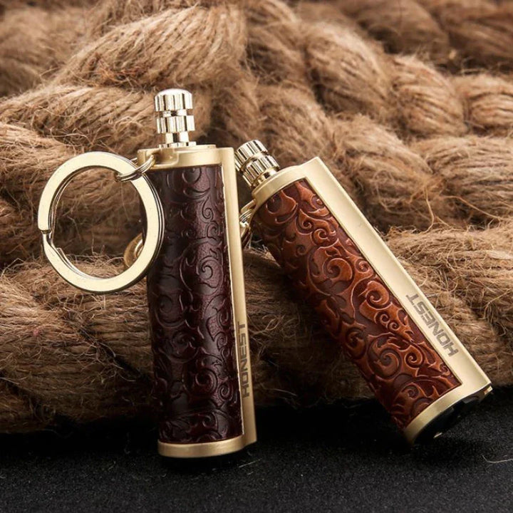 Leather Keychain Metal Match Inferno Lighter | Kalsten