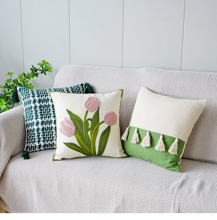 Embroidered Tulip Pillowcase | Kalsten