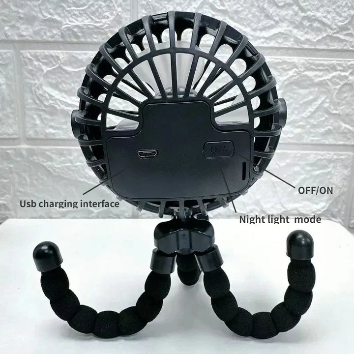 Rechargeable Baby Stroller Fan: Handheld USB Bladeless Mini Ventilator - Silent Cooling for Outdoor Use, Neck and Table Fan | Kalsten
