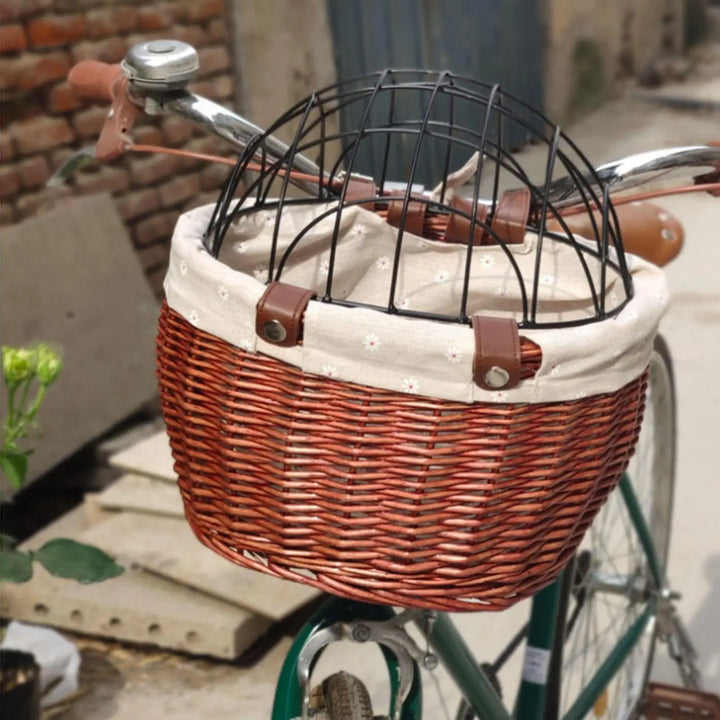 Kalsten | PawRide | Front-Mounted Wicker Dog Bike Basket – Safe, Stylish & Weatherproof