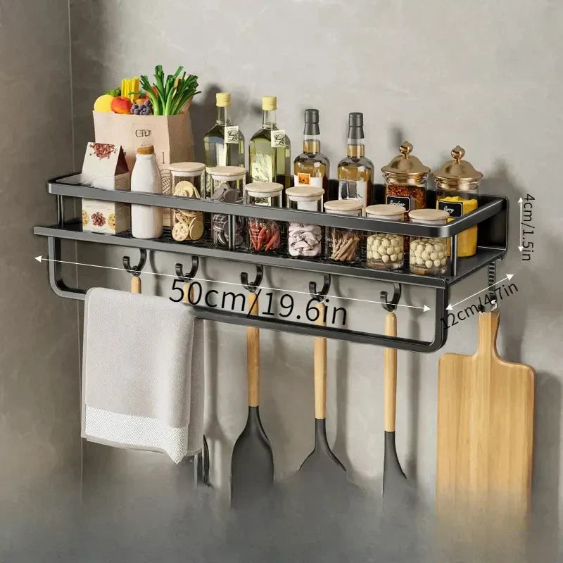 Wall-Mounted Kitchen Rack – Space-Saving and Stylish Aluminum Rack for Kitchen Utensils | Kalsten