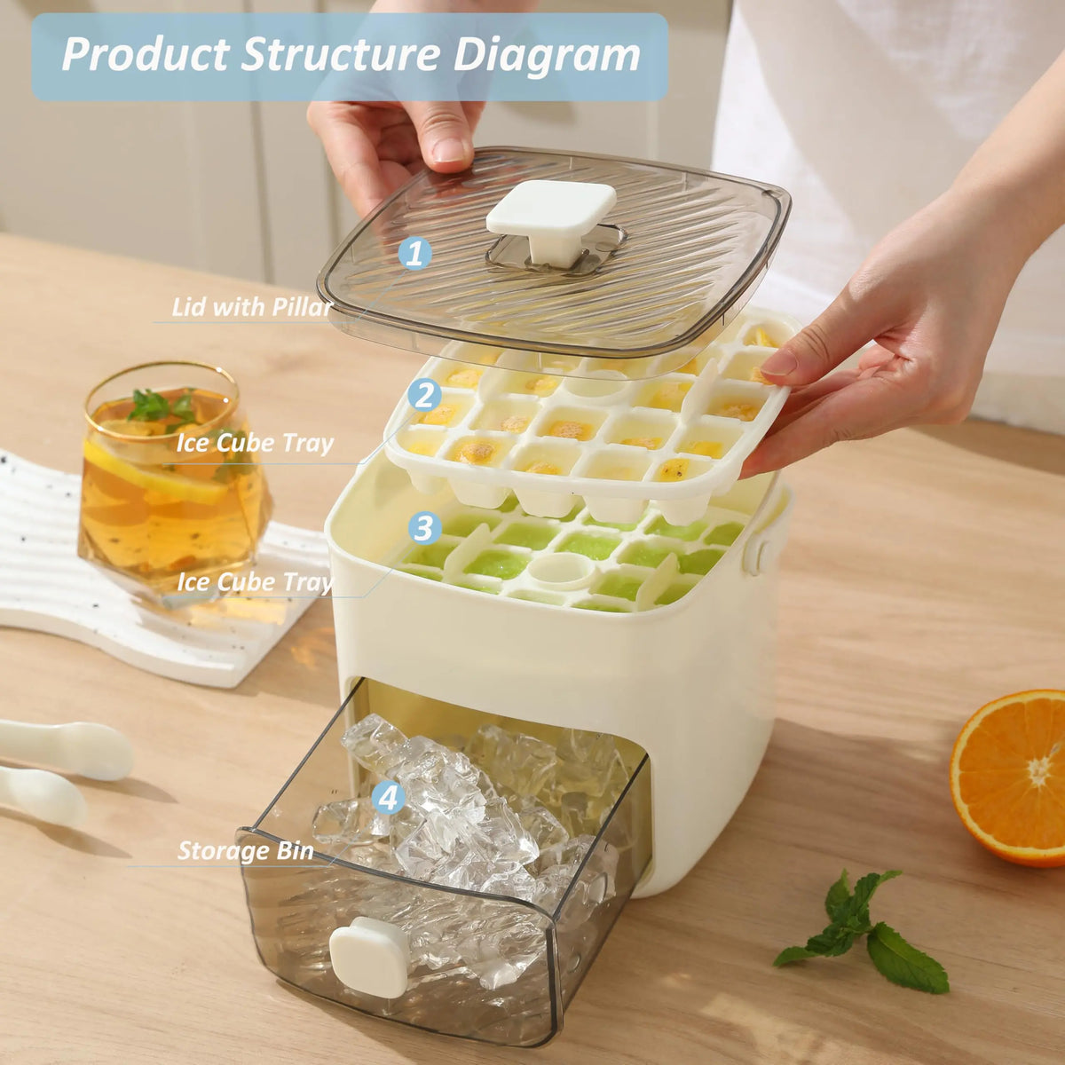 BowLift | Double Layer Ice Cube Maker With Lid