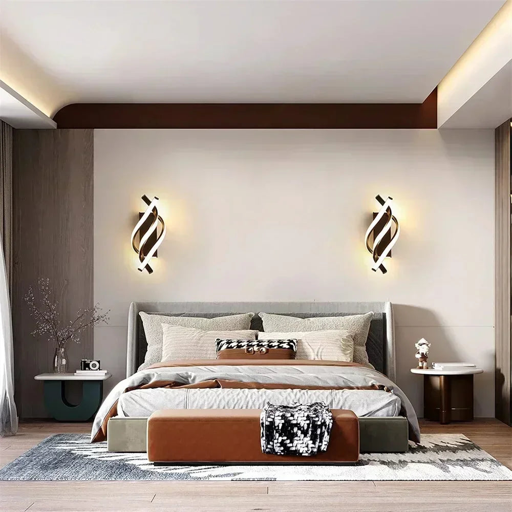 Modern LED Wall Light – Curved Spiral Design Sconce for Living Room, Bedroom, Aisle, and Home Decor | Kalsten