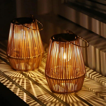 Solar Rattan Lantern Karnz