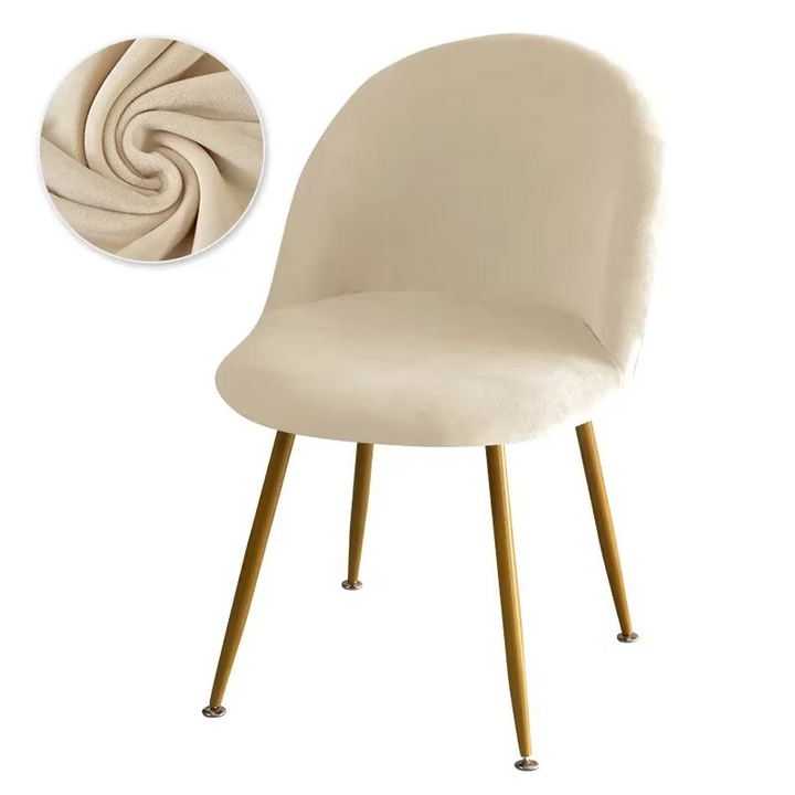 Kalsten | Elastic Velvet Chair Covers - Stretch Low Back Slipcovers for Dining and Makeup Chairs