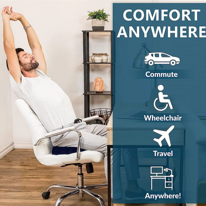 BowLift | Gel Seat Cushion with Memory Foam and Non-Slip Support for Office, Car, and Home