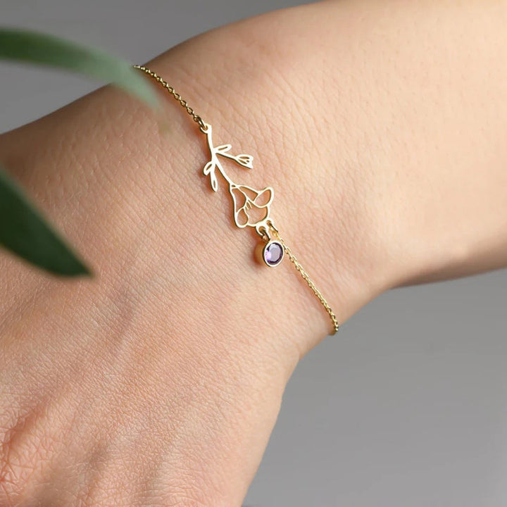 Kalsten | Dainty Birth Flower & Birthstone Chain Bracelet
