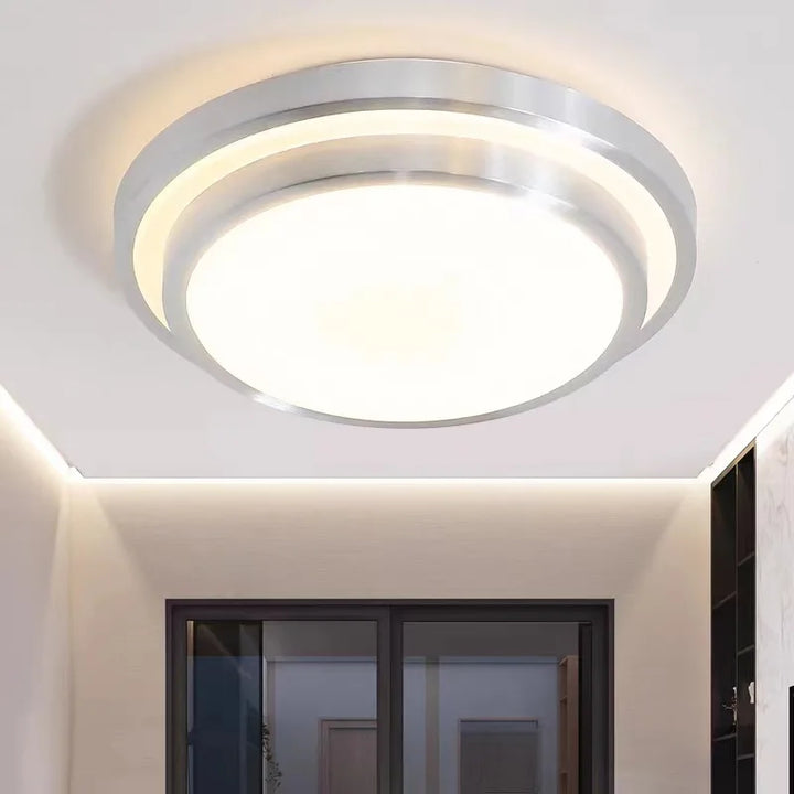 Modern LED Ceiling Light - Double Layers Round Aluminium Remote Controlled Lamp for Bedroom, Dining Room, Living Room Decor | Kalsten