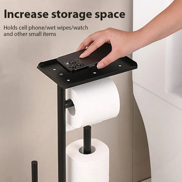 Toilet paper holder with brush & shelf | Kalsten