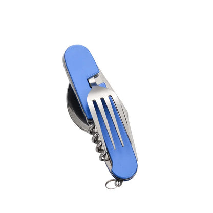 Skanto | 4-in-1 Outdoor Cutlery Set Camplico | Folding Spoon, Fork, Knife & Bottle Opener | Stainless Steel & Compact | For Camping & Travel