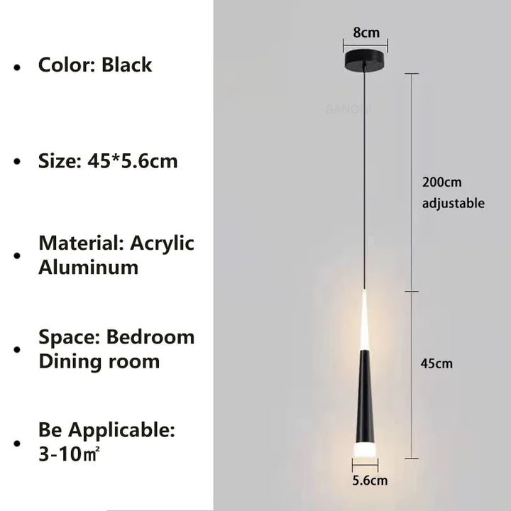 Nordic LED Pendant Lamp – Long Hanging Wire Chandelier for Bedroom, Living Room, Dining Room, and Study – Modern Home Decor Light Fixture | Kalsten