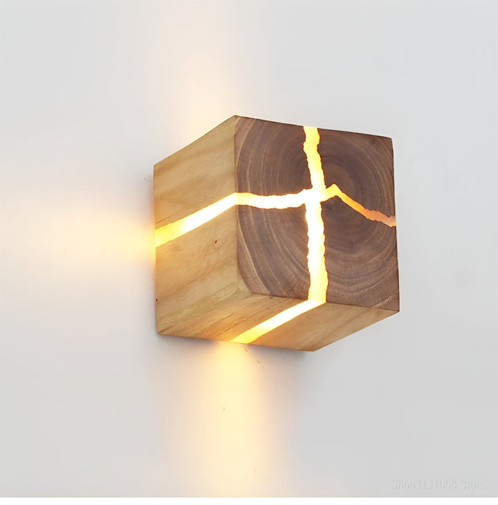 LED table lamp in cube shape – Modern design made of wood | Stylish for living room & bedroom | Kalsten