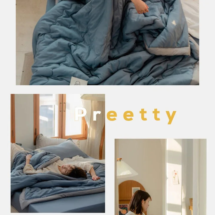 2024 Japanese Cotton-Polyester Summer Quilt – Lightweight, Washable, Skin-Friendly Solid Color Quilt | Kalsten