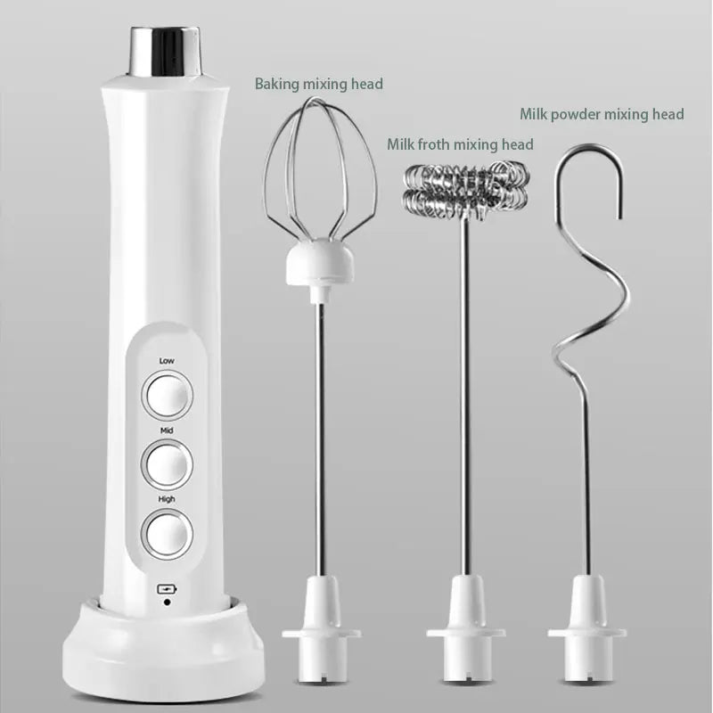 Kalsten | 3 In 1 Electric Milk Frother Rechargeable Milk Frother Handheld Frothing Device High Speeds Milk Frother Drink Mixer Coffee