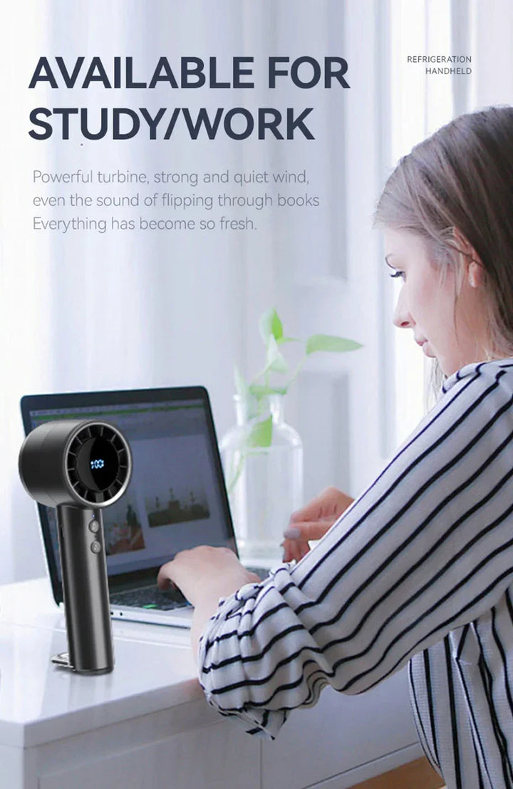 Silent High-Speed USB Handheld Fan – Portable Small Fan with LED Display, High Wind Power, and Cooling Air Conditioner Function | Kalsten