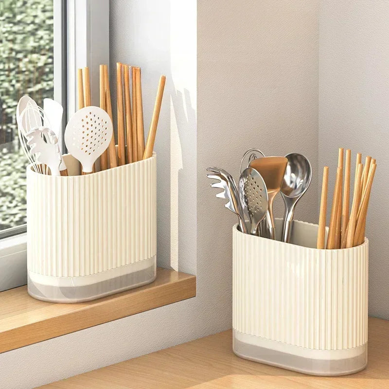 Skanto | Cutlery Organizer Duo | Wall-Mountable Cutlery Holder | No Drilling | Drainage Function | 16.5 × 8.5 × 12.5 cm