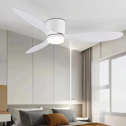 42/52 Inch Ceiling Fans with LED Light - 3 Colors, 6 Speeds DC Motor, Remote Control, Low Profile Decorative Fans with Lighting | Skanto