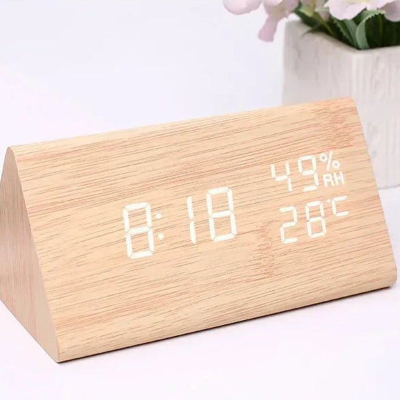 LED Alarm Clock Wood Look with 3 Alarms & Temperature | Kalsten