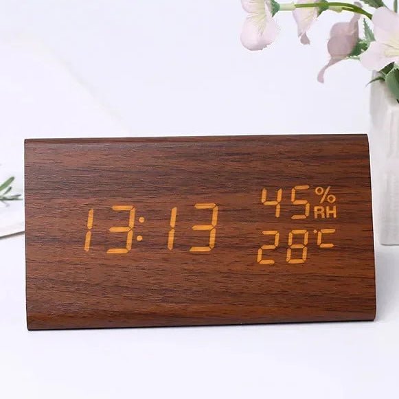LED Alarm Clock Wood Look with 3 Alarms & Temperature | Kalsten