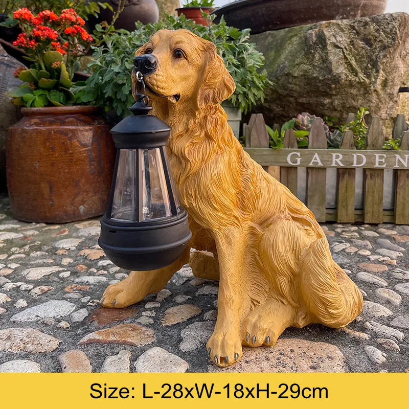 Kalsten | Solar-Powered Outdoor Resin Dog Statue Lamp