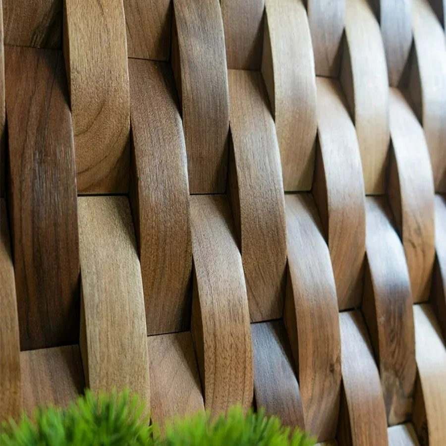 Kalsten | 3D Solid Wood Mosaic Wall Panel with Acoustic Design