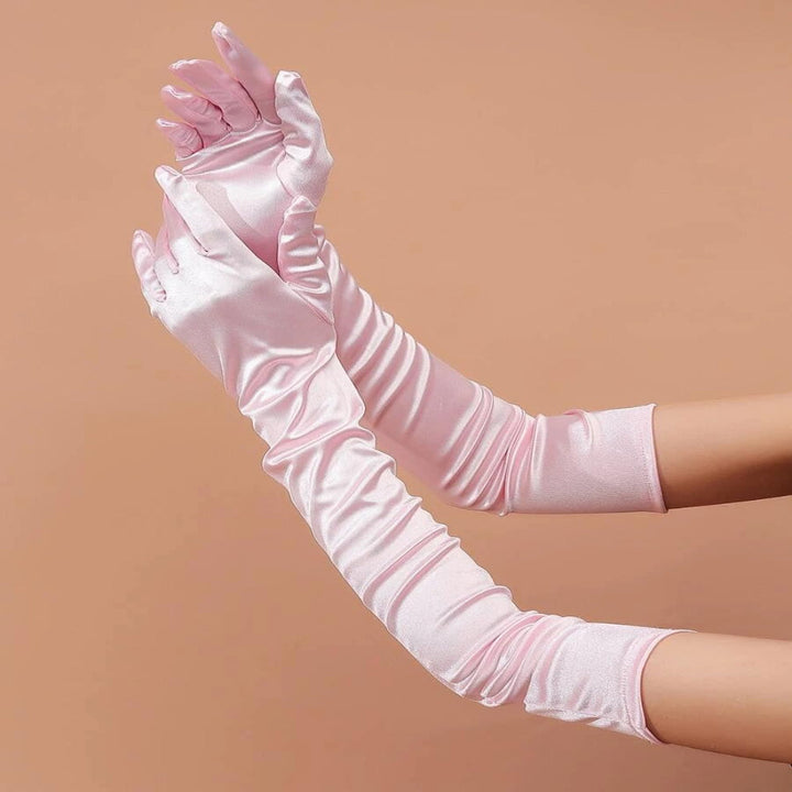 Kalsten | Satin Opera Gloves Women Long Elbow Length Costume