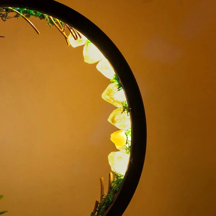 elegant round frame green crystals chic decoration | Kalsten