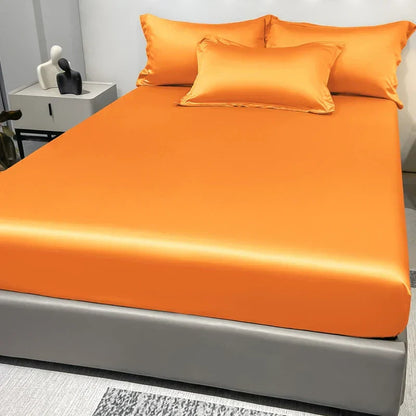 Skanto | SatinDreams Luxury Fitted Sheet | Silk Satin Bed Sheet | Breathable & Cooling | Wrinkle-Free | Easy Care