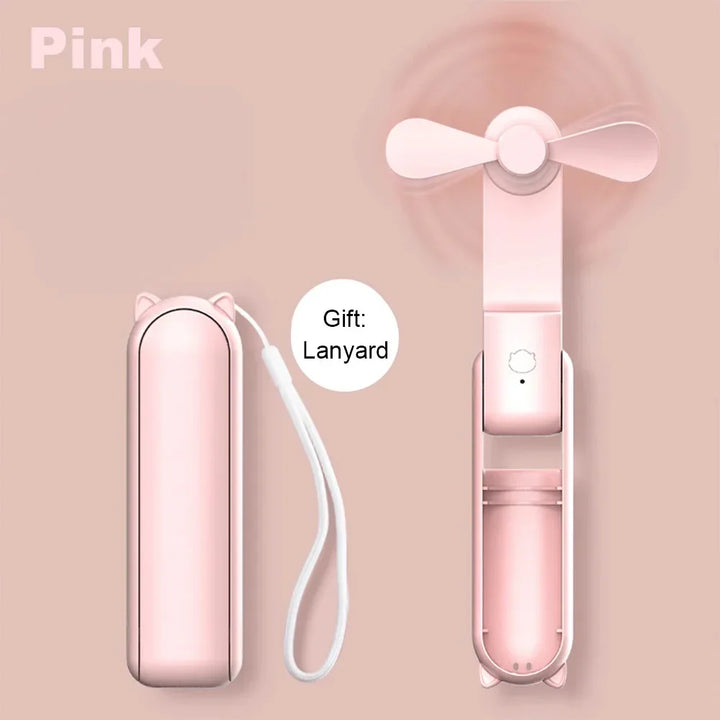 Portable Mini Handheld USB Fan – Rechargeable Folding Pocket Fan with Battery, Cooling Hand Fan and Power Bank Function | Kalsten