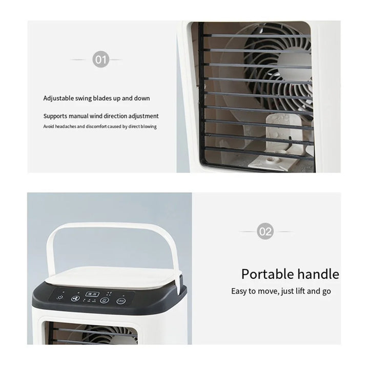 USB Portable Mini Air Conditioner Fan – 3-Speed Desktop Cooling Fan with LED Night Light, Air Cooler for Home, Office, and Camping | Kalsten