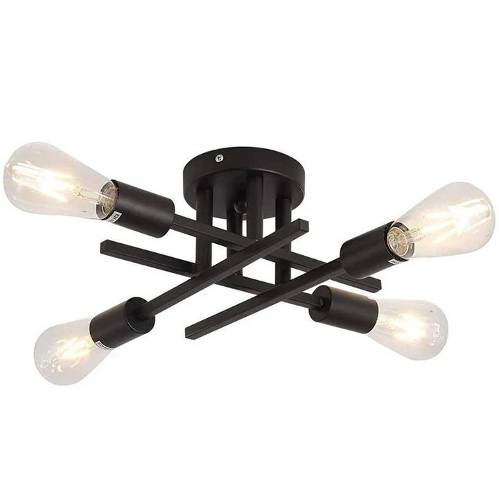 Contemporary LED Industrial Chandelier - Semi Flush Mount Ceiling Lights with 4 Heads for Kitchen, Dining, Bedroom | Kalsten