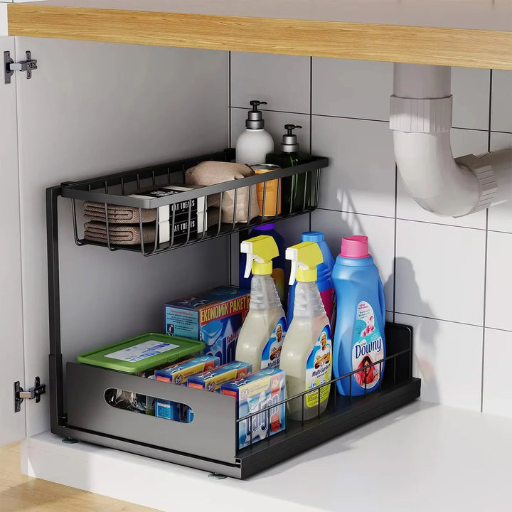 Kalsten | 2-Tier Under Sink Sliding Cabinet Organiser – Arlo