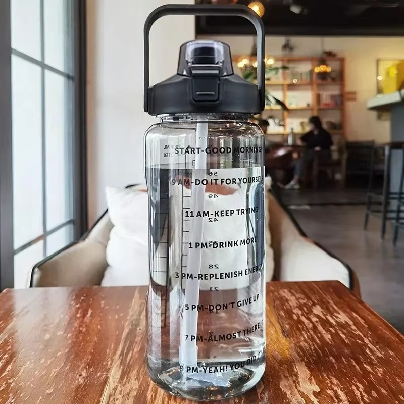 Kalsten | Large 68oz Sports Water Bottle with Straw and Time Marker for Gym and Outdoor Fitness